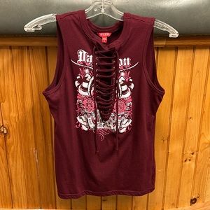 GUESS Burgundy Tank Top Size S